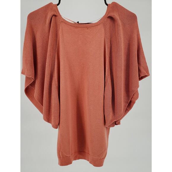 Prologue Women's Crewneck Flutter Short Sleeve Pullover Sweater, Coral Orange, M - Picture 4 of 8